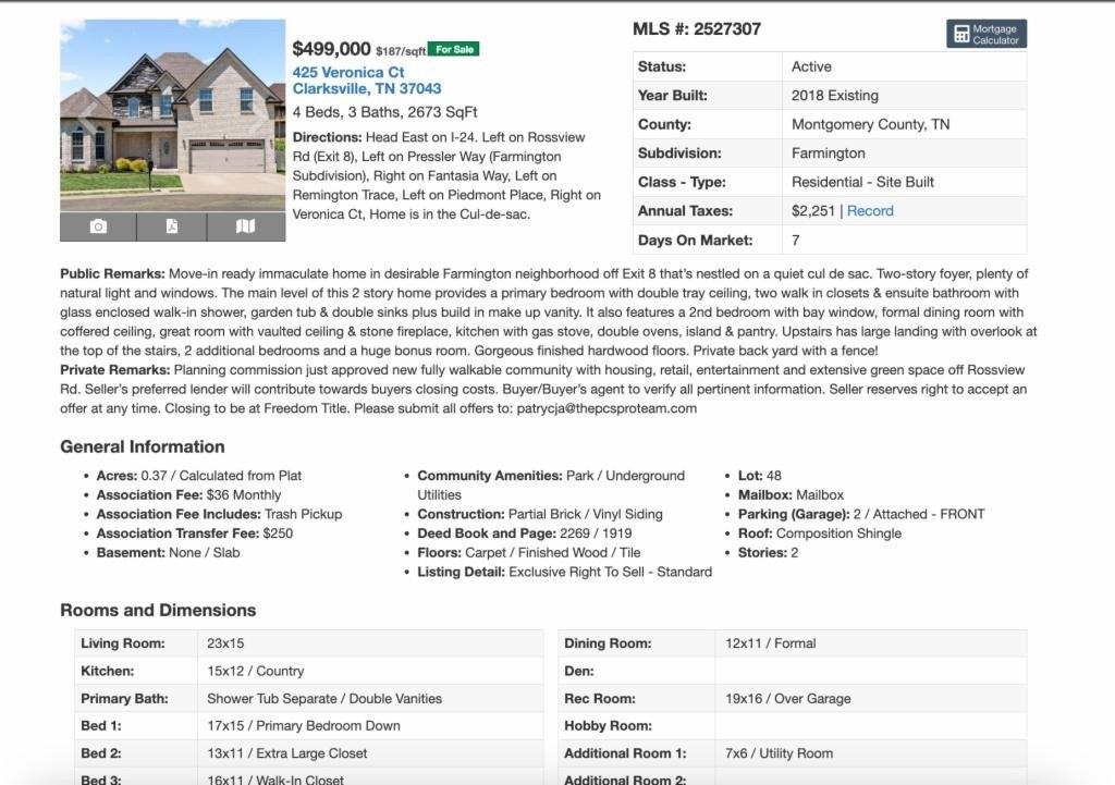 Veronica Ct, Clarksville, TN 37043